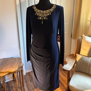 Vince Camuto Blue Rhinestone collar  lined dress
